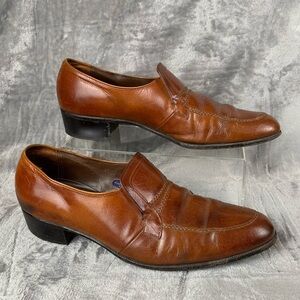 Vintage Florsheim Dress Shoes 9.5 C  Brown Leather Designer Collection Slip‎ On